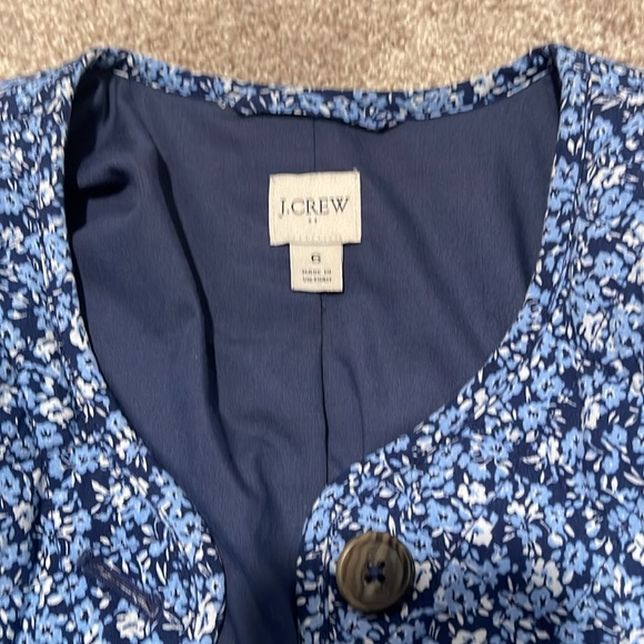 J. Crew Blue Floral Quilted Jacket Size 6 - Picture 3 of 4
